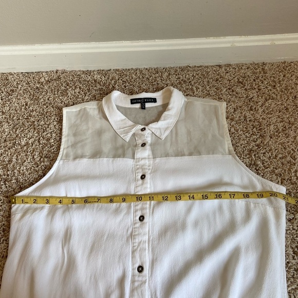 Fifth & Park White Button Down Collared Sheer Maxi Dress - Picture 10 of 11